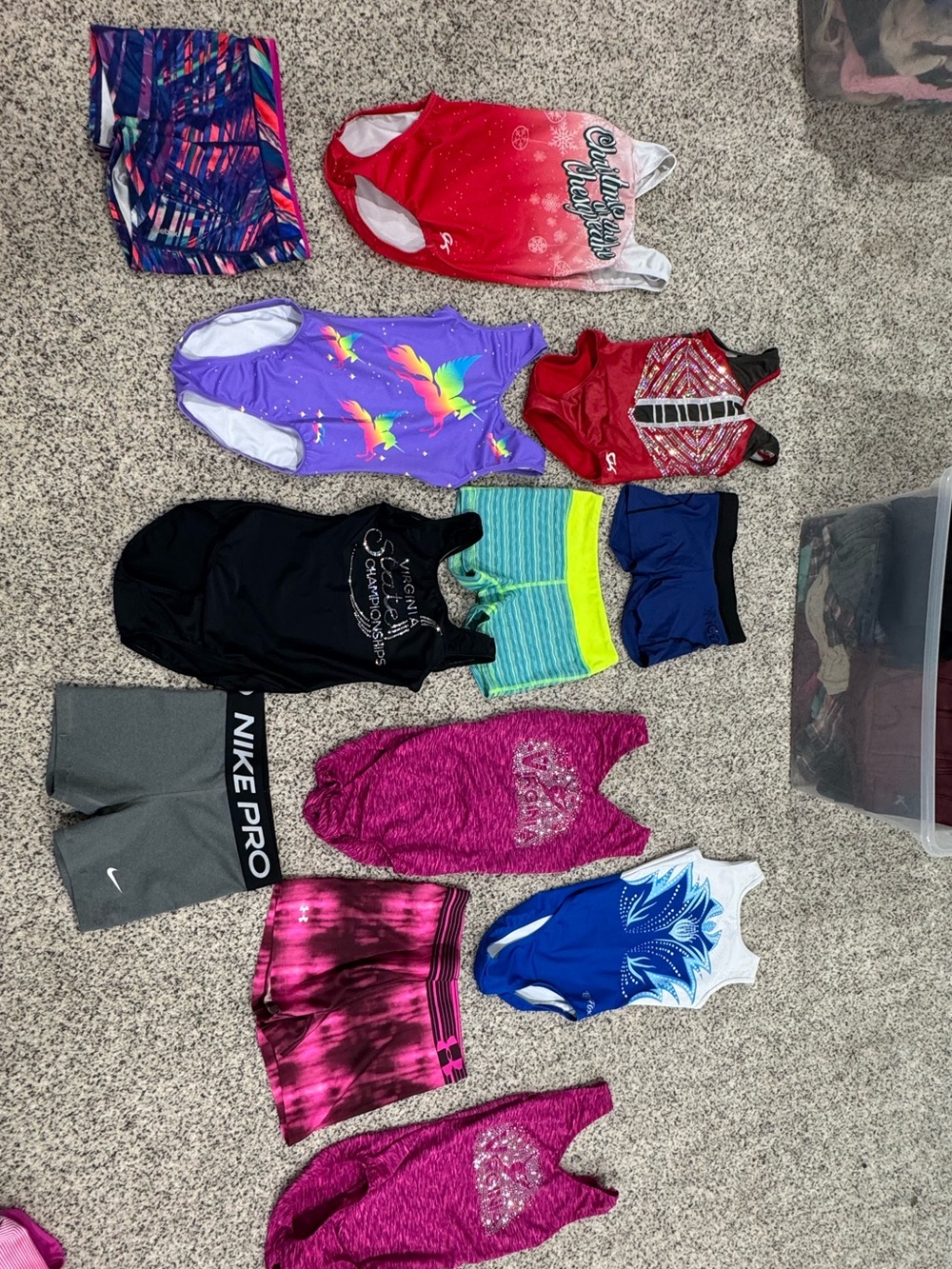12 pieces! GK/LilFox/Nike Pro Girls' and Women’s Gymnastics Lot Leos and shorts!